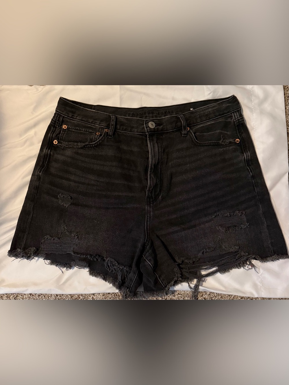 American Eagle Black Distressed Denim Shorts
